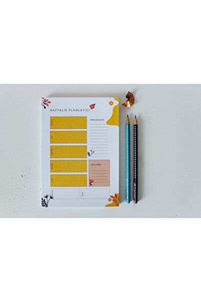 KAĞIT KAYIK Flora Sarı A5 Haftalık Planlayıcı 60 Sayfa Üstten Yırtmalı