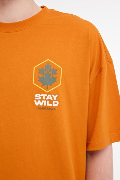 lumberjack Star 11Otd1-27 Men's Orange Round Neck T-Shirt