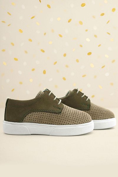 Rakerplus Genuine Leather Mink Khaki Elastic Boys' Casual Shoes