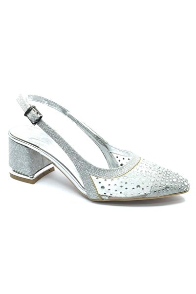 KOCAMANLAR Feles Open Back Διαφανής Πέτρα Λεπτομερή Γυναικεία Παπούτσια Σταχτ...