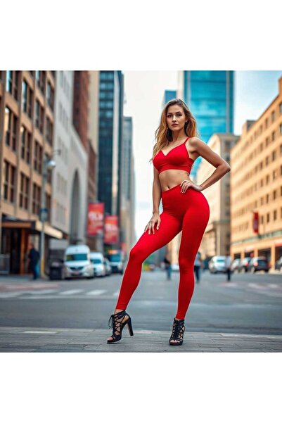 DRECCEX Yüksek Bel Tayt Toparlayıcı Sporcu Tayt Fitness Yoga Narçiçeği