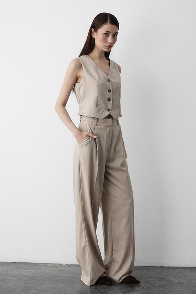 Laluvia Μπεζ Σετ Παντελόνι Linda Vest - 8479