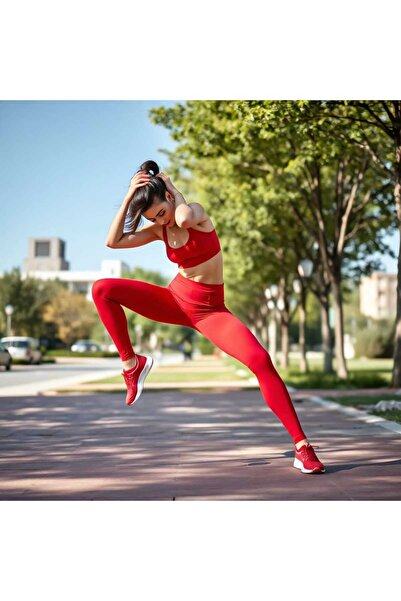 DRECCEX Yüksek Bel Tayt Toparlayıcı Sporcu Tayt Fitness Yoga Narçiçeği