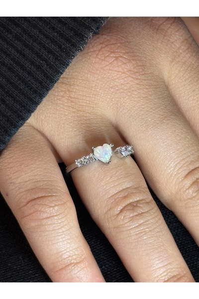 XUPING JEWELRY خاتم من الفولاذ المقاوم للصدأ بحجر الزركون على شكل قلب قابل لل...