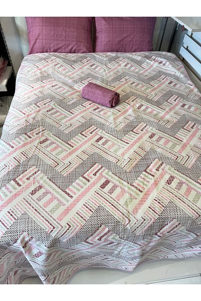 ŞENER HOME Meander Patterned Sheet Elastic Double Pique Set