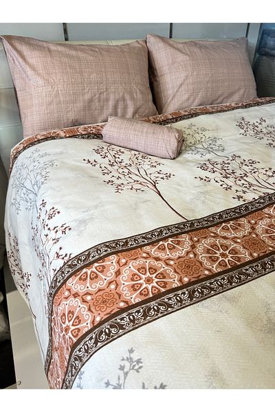 ŞENER HOME Border Patterned Sheet Elastic Double Pique Set