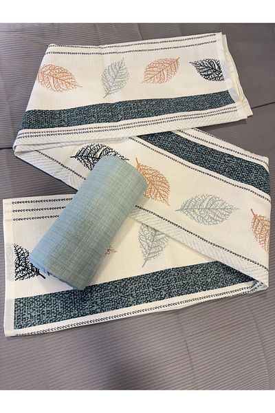 ŞENER HOME Leaf Patterned Sheet Elastic Single Pique Set