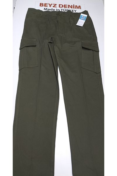 BeyzDenim Plus Size Khaki Green Lycra Cotton Trousers