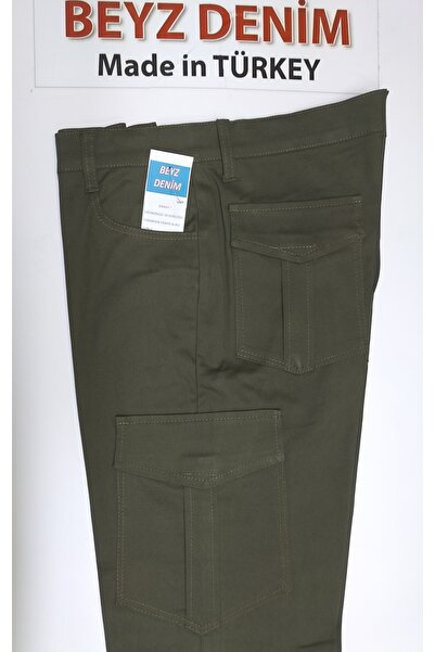 BeyzDenim Plus Size Khaki Green Lycra Cotton Trousers