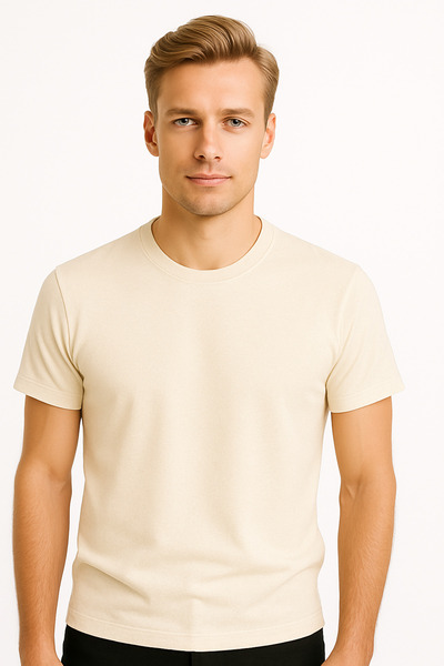 MONARCHMODA Ανδρικό T-shirt (2025 ΚΑΛΟΚΑΙΡΙ ΑΝΔΡΙΚΟ ΠΡΕΜΙΟΥΜ ΕΚΡΟΥ ΚΟΝΤΟ ΜΑΝΙΚΙ T-SHIRT 100% ΒΑΜΒΑΚΙ ΚΛΑΣΙΚΟ ΛΑΙΜΟ)