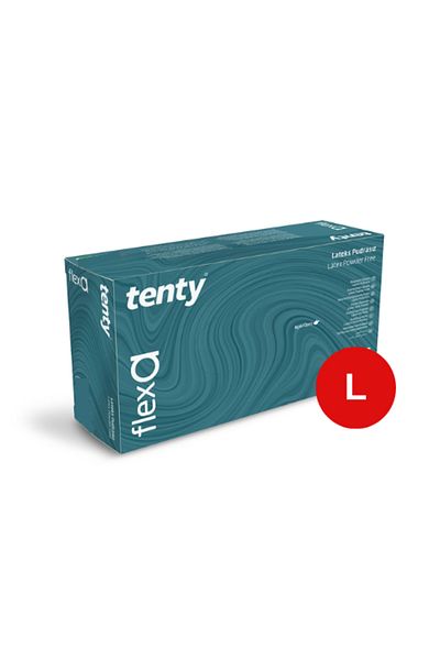 Tenty Flex Latex Powder-Free Exam Gloves Large- Box of 100
