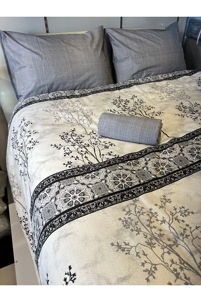 ŞENER HOME Border Patterned Sheet Elastic Double Pique Set