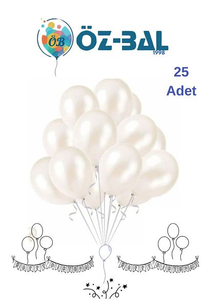 Öz-bal White 25-Piece Metallic Balloon