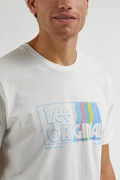 Lee Bisiklet Yaka T-shirt Ekru Erkek Kısa Kol T-Shirt