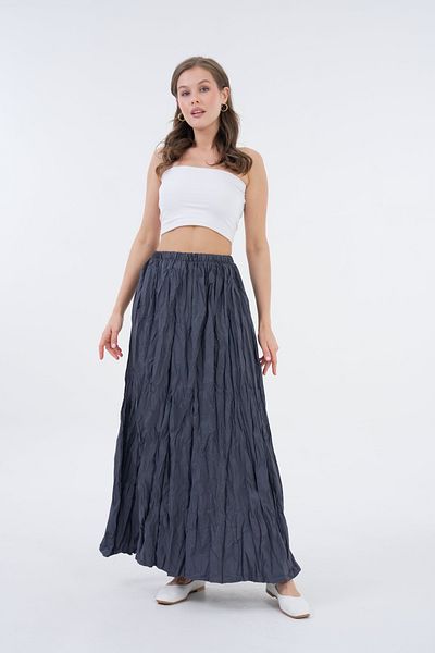 saint majesta Kraş Pleated Maxi Wrinkled Skirt Modern Style Ironing Not Asked - Sm2025