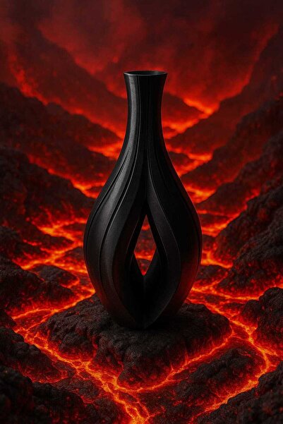 Home Ultra Modern Siyah Dekoratif Vazo - Premium 3D Tasarım - Şık ve Minimali...