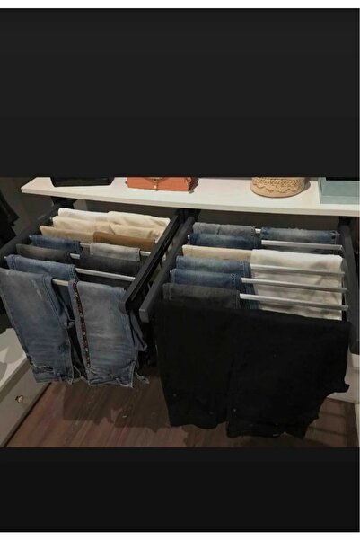 DELTAKS Telescopic Rail Trouser Hanger, 47X40 Cm, Top Shelf Mount, Anthracite Metal