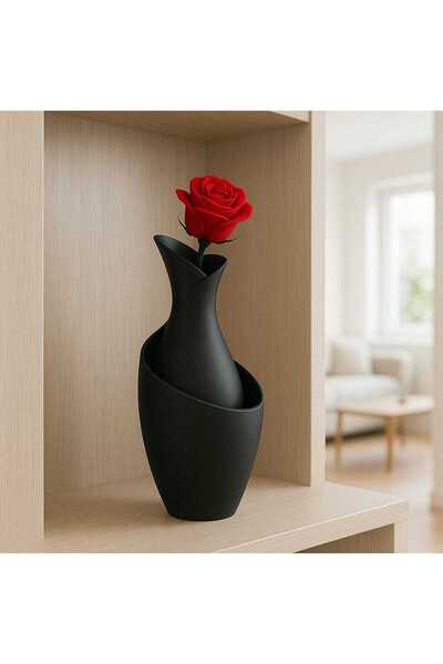 Home SİYAH MODERN DEKORATİF MAT KURU ÇİÇEK VAZO