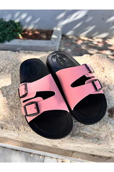 Minamoda Gzr Women's Double Buckle Slippers Soft Sole Women's Slippers