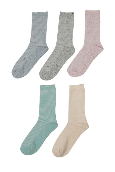 Polaris NOPE 5 LI SKT-W 4PR Çok Renkli Kadın Soket Çorap