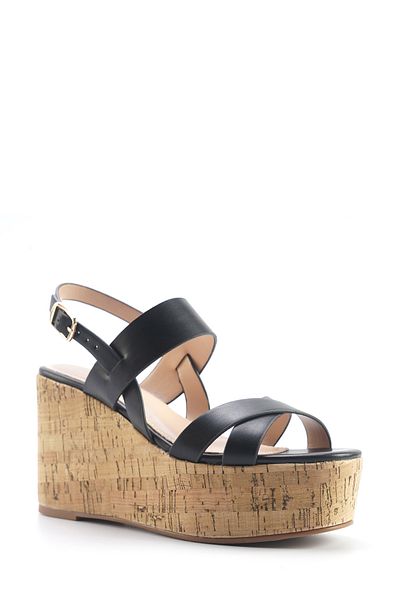 Nine West Monsa 5Fx Black Women's Wedge Heel Sandals