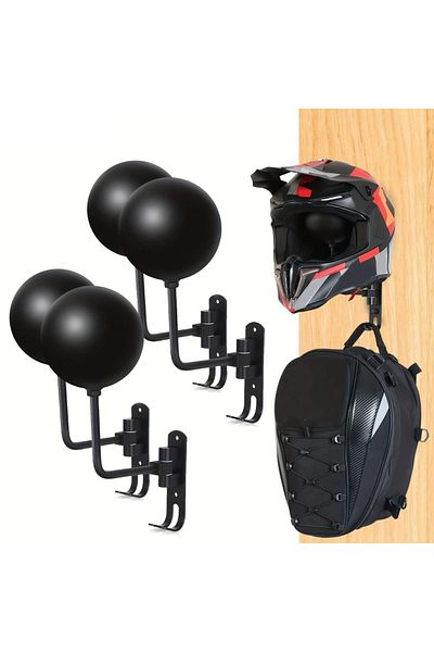 Choice 4pcs Motorcycle Car Parts Tool Clothes Bag Coats Caps Rugby Helmet Rack 180° Rotating Wall Mounted B