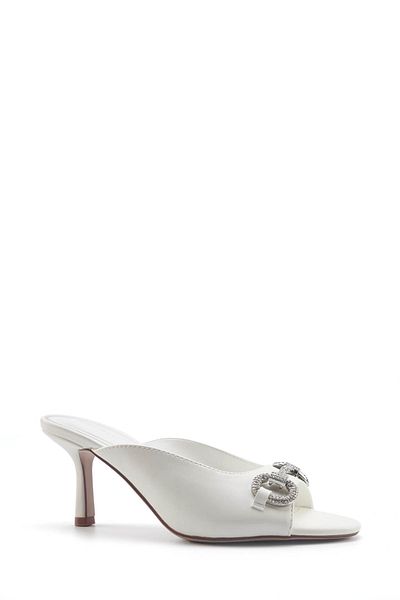 Nine West LAMASTA 5FX Weiße Damenpantoffeln mit Absatz