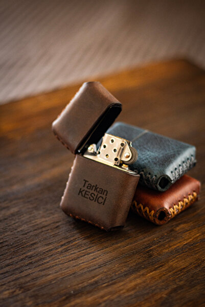 Hi Leather Kişiye İsme Özel El Yapımı Hakiki Deri Kılıflı Çakmak Özel Babalar Günü