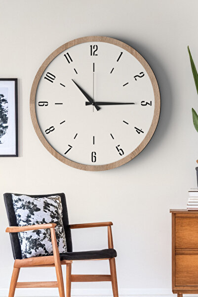 LUPOKRAFT Dekoratif Ahşap Ross 128 Duvar Saati - Siyah & Beyaz MDF Çerçeveli, Modern Tasarım, Sessiz Mekanizma