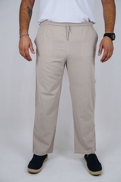 Yakamoz Tekstil Light Cream Men's Summer Linen Trousers