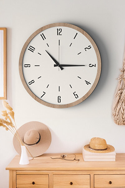 LUPOKRAFT Dekoratif Ahşap Ross 128 Duvar Saati - Siyah & Beyaz MDF Çerçeveli, Modern Tasarım, Sessiz Mekanizma