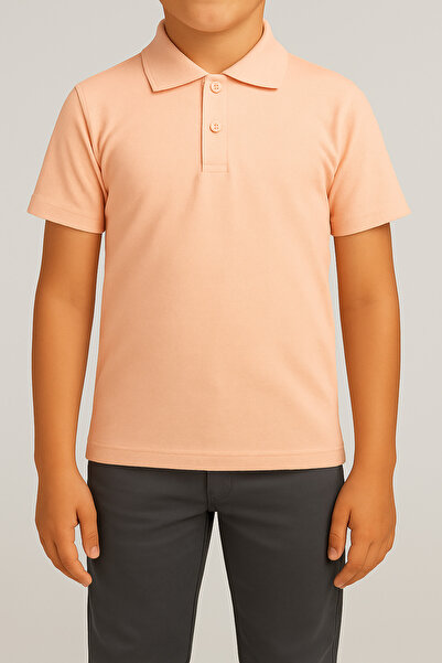 FATELLA Unisex Children's Short Sleeve Normal Pattern Comfort Polo Collar Sol...