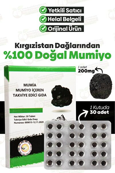 %100 Saf Mumiyo 30'lu Tablet Kırgızistan'dan İthal Shilajit