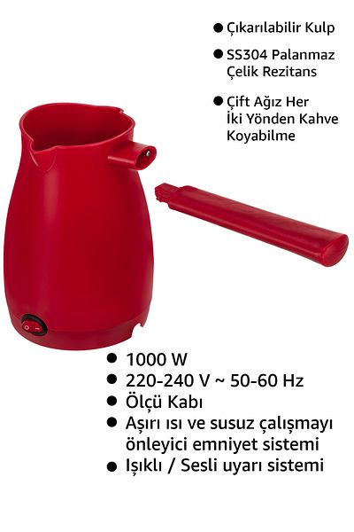 AWOX Caffeen Turkish Coffee Machine Electric Coffee Pot Red