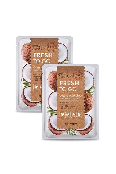 TONYMOLY Face Mask Fresh To Go Moisturizing Coconut Skin Care X2 Pieces