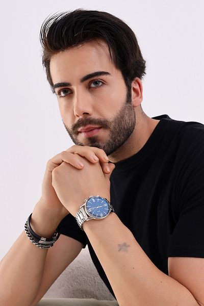 Güncel Vitrin Premium Infinity Navy Blue&Silver Ipc Plated Men's Wrist Watch