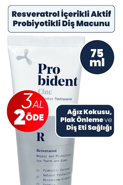Probident Clinic Natural Intensive Care Fluoride-Free Toothpaste with Resveratrol Instant Whitening Effect