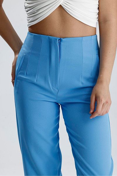 VAPUR TEKSTİL High Waist Pencil Atlas Fabric Trousers