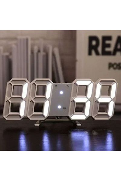 Choice White 3d Digital Wall Clock Glow Night Mode Led Living Room Adjustable Electronic Clock