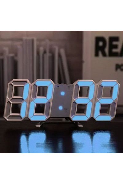 Choice Blue 3d Digital Wall Clock Glow Night Mode Led Living Room Adjustable Electronic Clock
