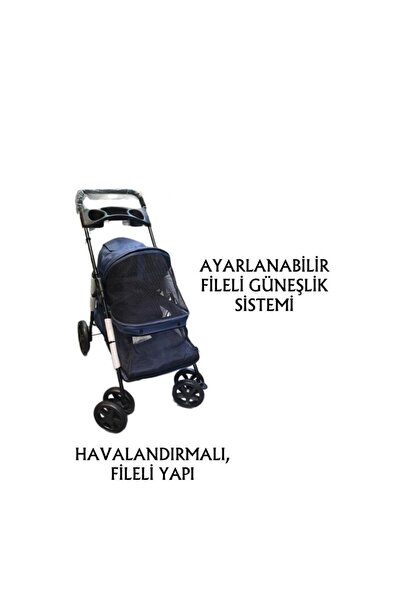 Tommy Evcil Hayvan Arabası 74,5x46,5x97,5cm Lacivert Max 15kg