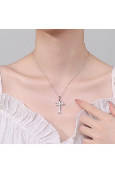delis Pandantiv Argint 925, Jw1303, Model Cruce, Placat Cu Rodiu