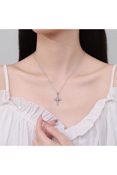 delis Pandantiv Argint 925, Jw1278, Model Cruce, Placat Cu Rodiu