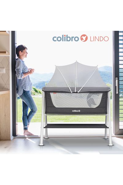 Colibro Patut Nou Nascut Lindo Cu Saltea Si Protectie Contra Insectelor, 90x53 Cm, Onyx