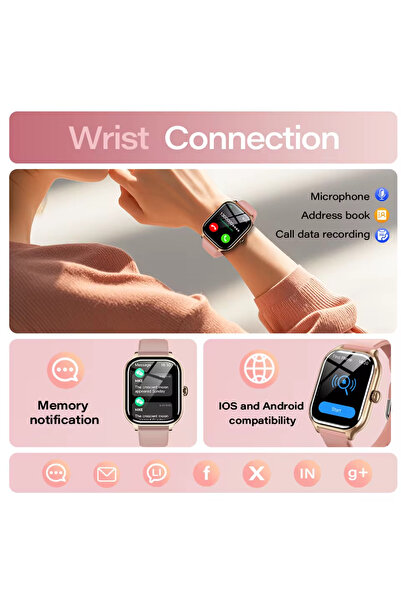 Choice ساعة ذكية من جولدن فويس كول لمراقبة الصحة على مدار 24 ساعة، مزودة بتقنية البلوتوث، للرجال والنساء، بشاشة 2.01 بوصة