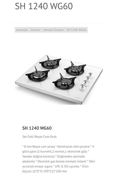 Eminçelik Ec_sü 1240 B60 Set Üstü (TEZGAHÜSTÜ) Gri Cam Ocak Sancak Alimer