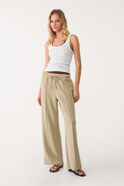 Stradivarius Soft-touch wide-leg trousers with seam detail
