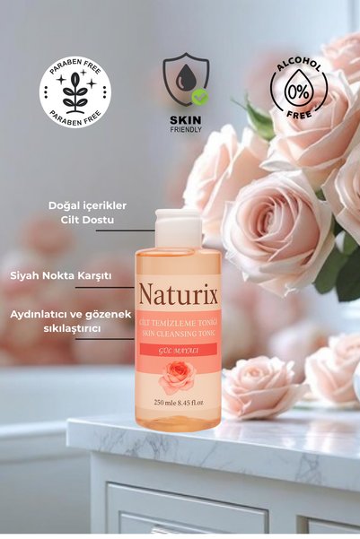 Naturix منشط تنظيف البشرة بالخميرة الوردية 250 مل - تفتيح البشرة وشد المسام ومكافحة الرؤوس السوداء