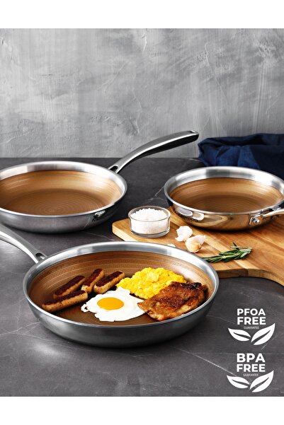 MasterPro Frying Pan Antiscratch Ceramic Nonstick Hybrid 20 Cm Giro Gold Induction Oven Safe