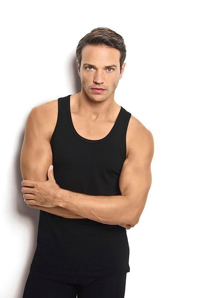 Jiber Men's Black Cotton Lycra Tank Top 147